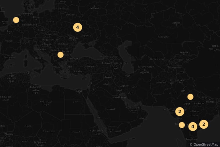 Mapa miejsc kręcenia filmu RRR - Rise Roar Revolt (2022)