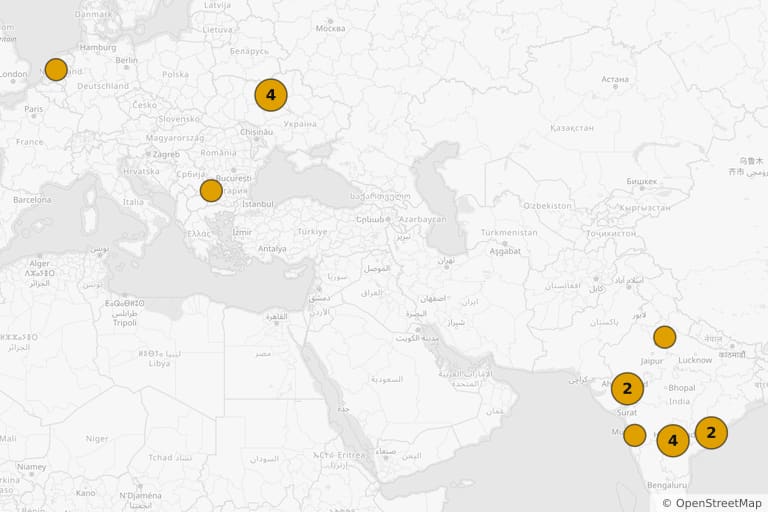 Mapa miejsc kręcenia filmu RRR - Rise Roar Revolt (2022)