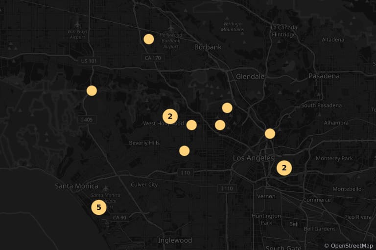 Map of the filming locations of A Nightmare on Elm Street (1984)