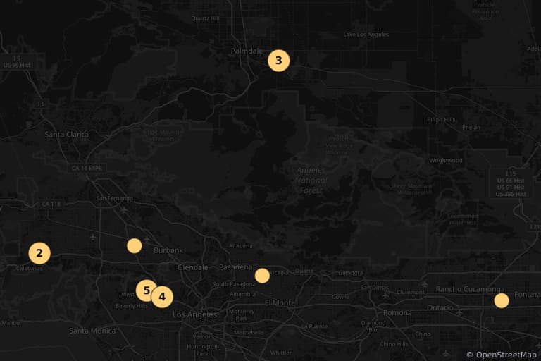 Map of the filming locations of A Nightmare on Elm Street Part 2: Freddy's Revenge (1985)
