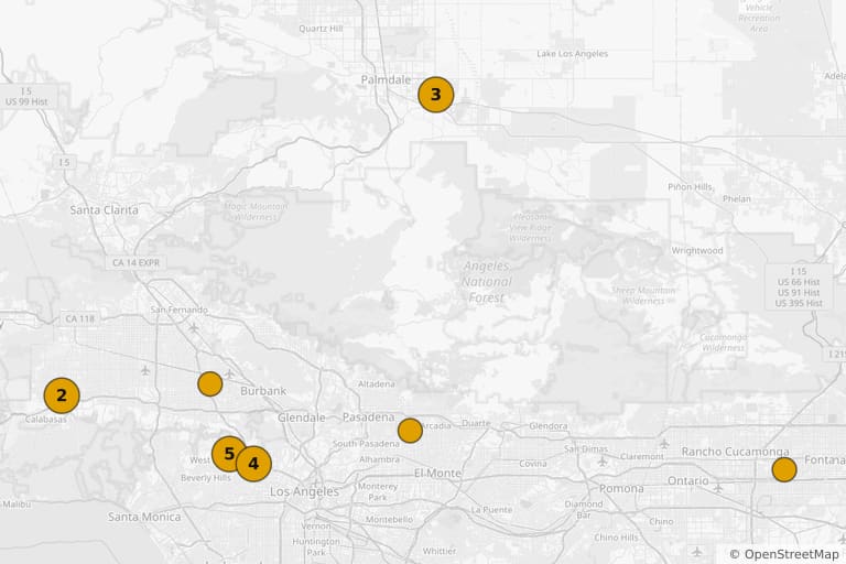 Map of the filming locations of A Nightmare on Elm Street Part 2: Freddy's Revenge (1985)