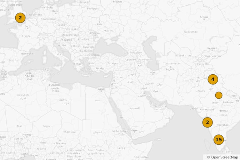 Kaart van de filmlocaties van A Passage to India (1984)
