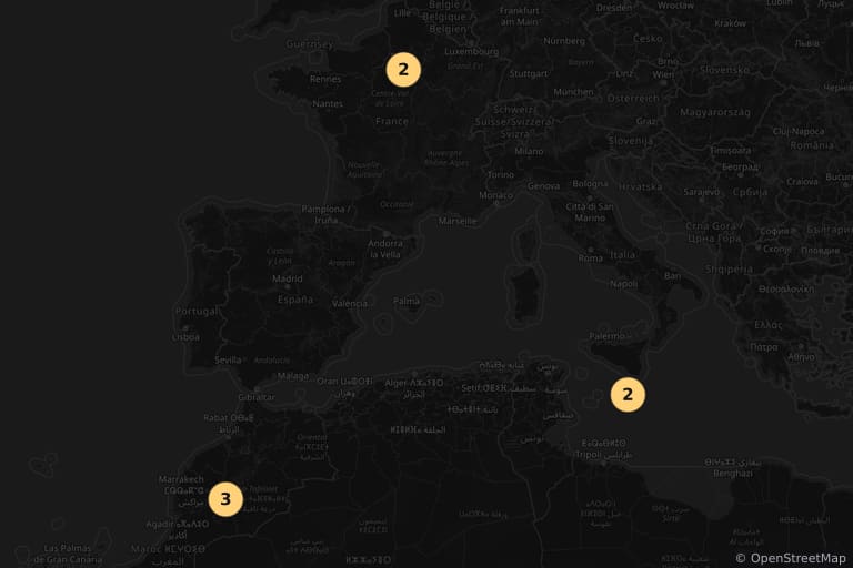 Mapa miejsc kręcenia filmu Asteriks i Obeliks: Misja Kleopatra (2002)