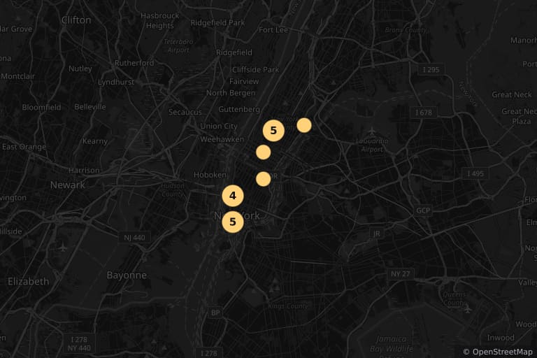 Map of the filming locations of Autumn in New York (2000)
