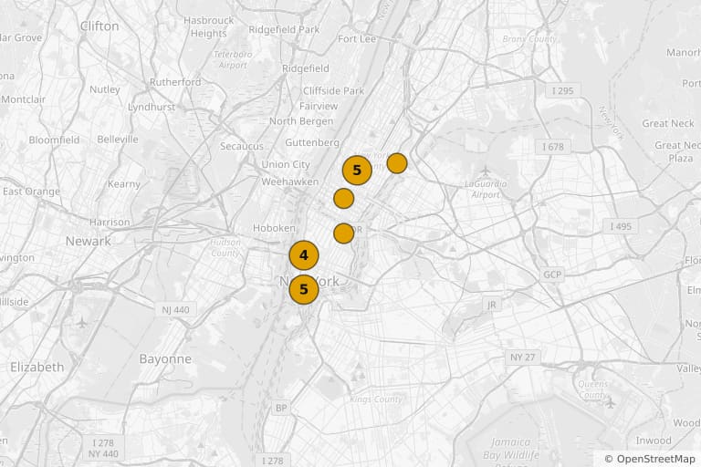 Map of the filming locations of Autumn in New York (2000)