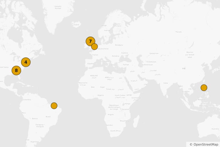 Map of the filming locations of Avengers: Infinity War (2018)