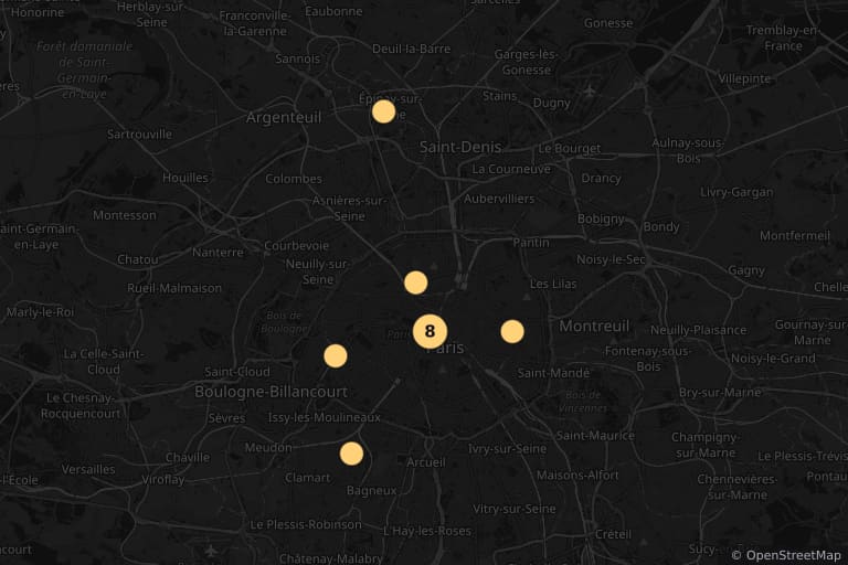 Map of the filming locations of Belphegor, Phantom of the Louvre (2001)
