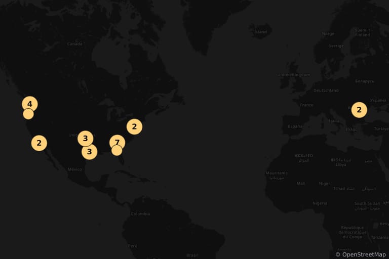 Map of the filming locations of Borat Subsequent Moviefilm: Delivery of Prodigious Bribe to American Regime for Make Benefit Once Glorious Nation of Kazakhstan (2020)