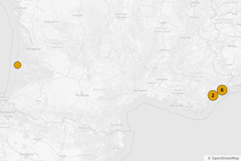 Map of the filming locations of Brice de Nice (2005)