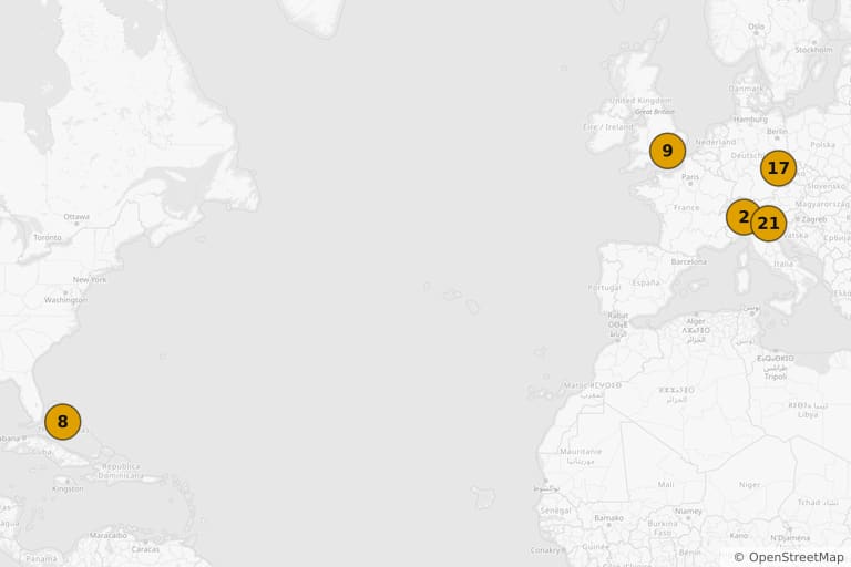 Kaart van de filmlocaties van Casino Royale (2006)