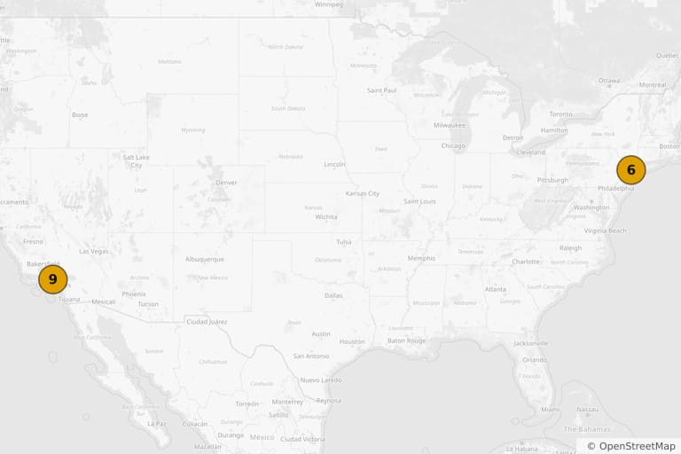 Kaart van de filmlocaties van Cloverfield (2008)