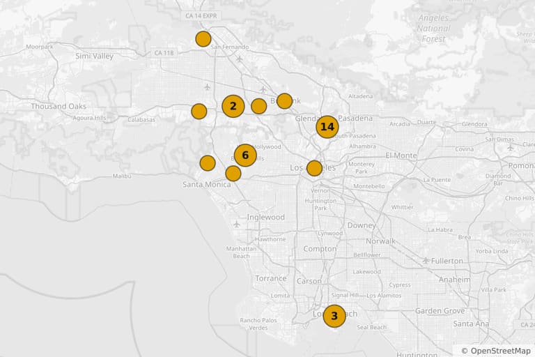 Map of the filming locations of Clueless (1995)