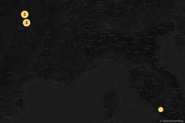 Mapa miejsc kręcenia filmu Coco Chanel (2008)