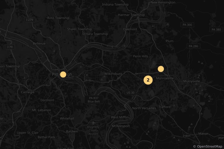 Map of the filming locations of Dawn of the Dead (1978)