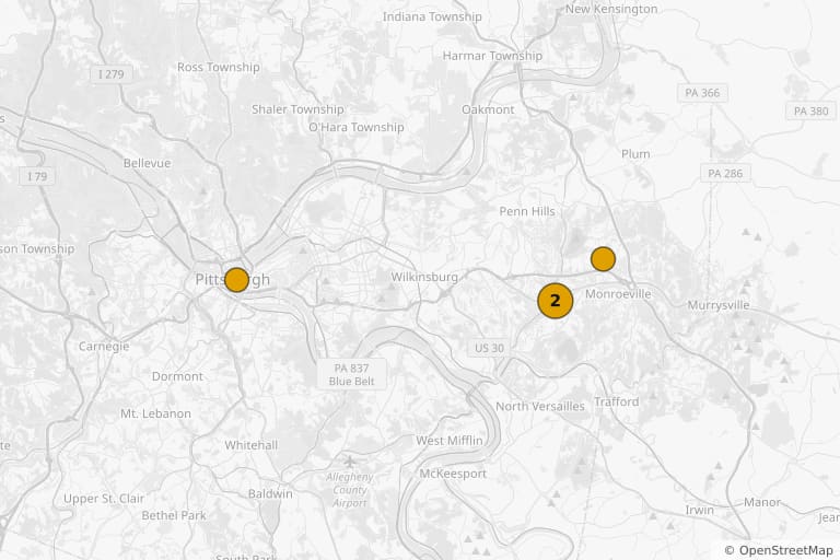 Map of the filming locations of Dawn of the Dead (1978)