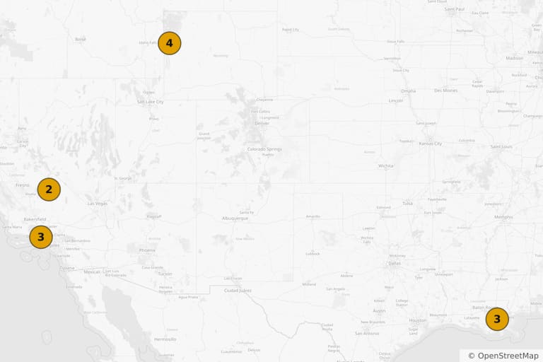 Carte des lieux de tournage de Django Unchained (2012)