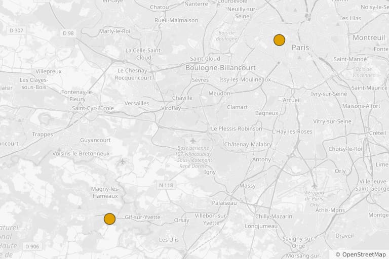 Kaart van de filmlocaties van Eiffel (2021)