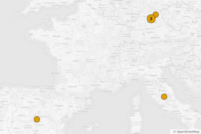 Carte des lieux de tournage de Farinelli (1994)