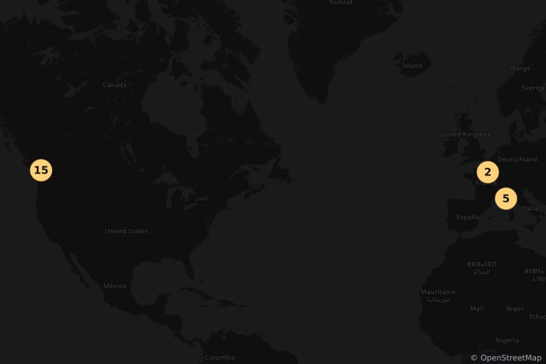 Map of the filming locations of Fifty Shades Freed (2018)