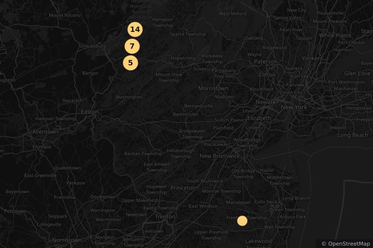 Mapa de los lugares de rodaje de Viernes 13 (1980)