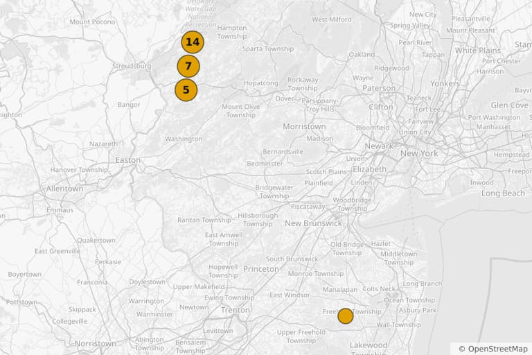 Mapa de los lugares de rodaje de Viernes 13 (1980)