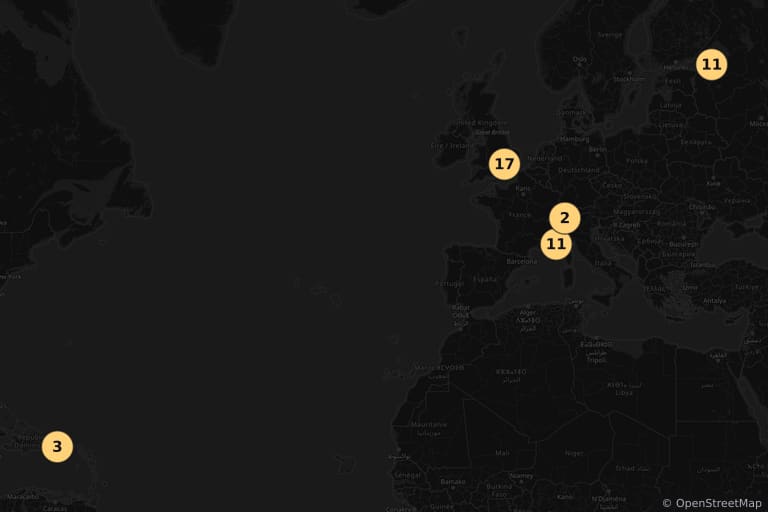 Kaart van de filmlocaties van GoldenEye (1995)