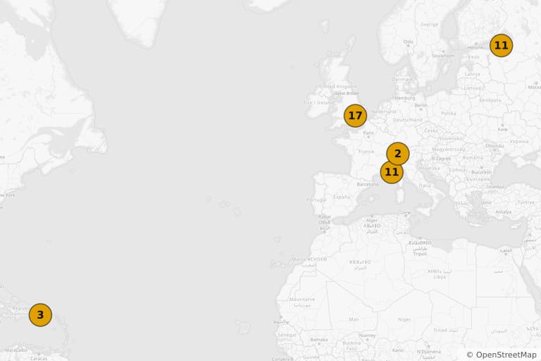 Kaart van de filmlocaties van GoldenEye (1995)