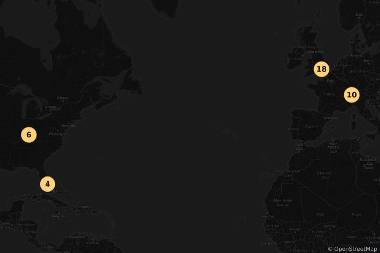 Mapa de los lugares de rodaje de James Bond contra Goldfinger (1964)