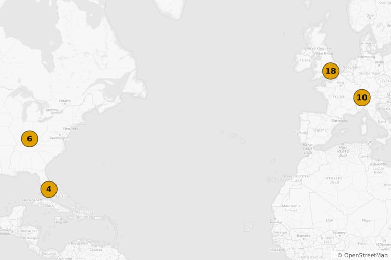 Mapa de los lugares de rodaje de James Bond contra Goldfinger (1964)
