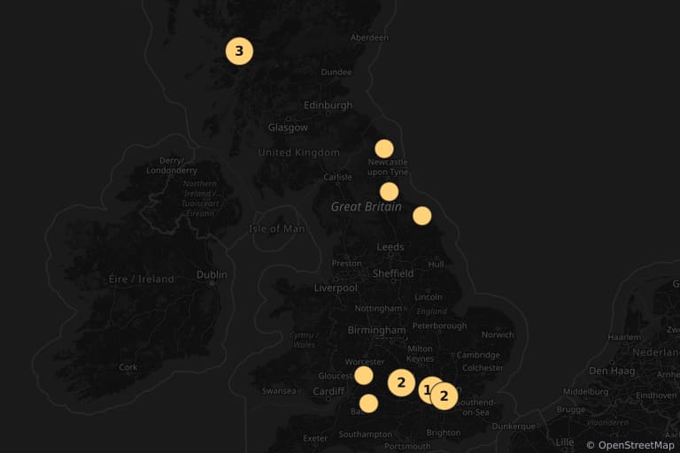Mappa dei luoghi delle riprese di Harry Potter e la camera dei segreti (2002)