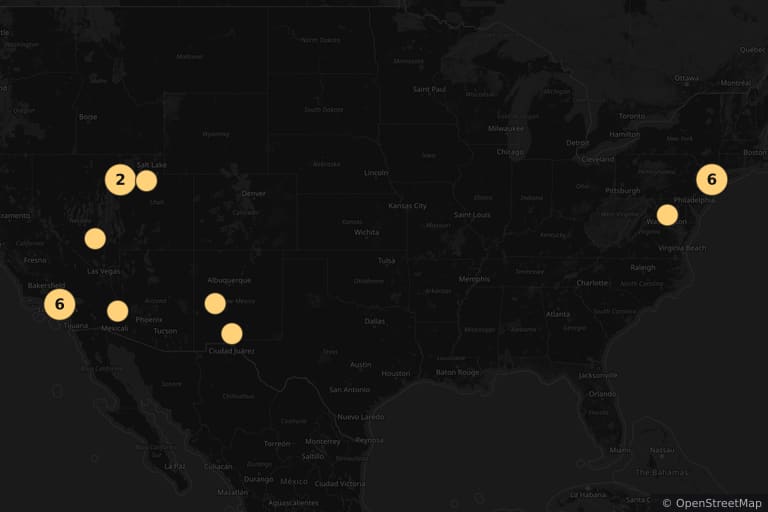 Map of the filming locations of Independence Day (1996)