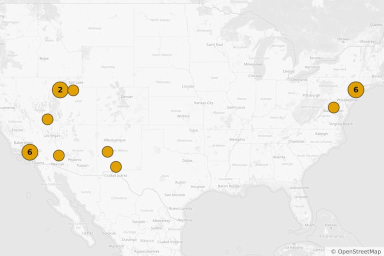 Map of the filming locations of Independence Day (1996)