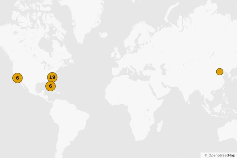 Kaart van de filmlocaties van Iron Man 3 (2013)