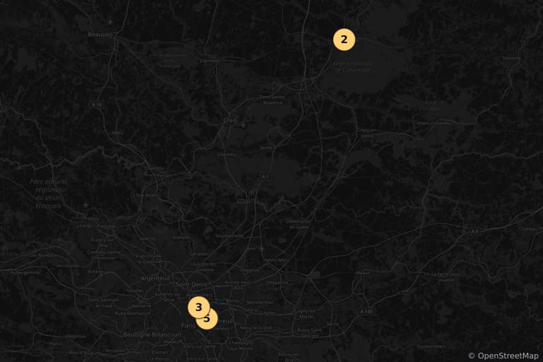 Mapa dos locais de filmagem de J'invente rien (2006)