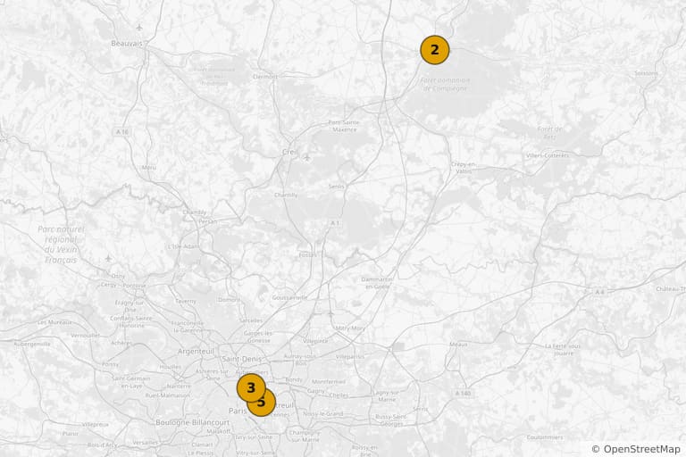 Mapa dos locais de filmagem de J'invente rien (2006)