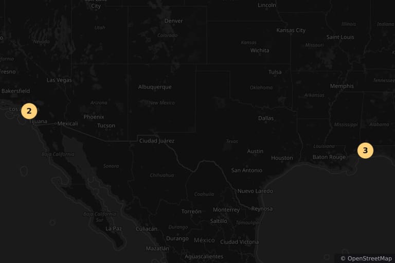 Map of the filming locations of Jesus Revolution (2023)