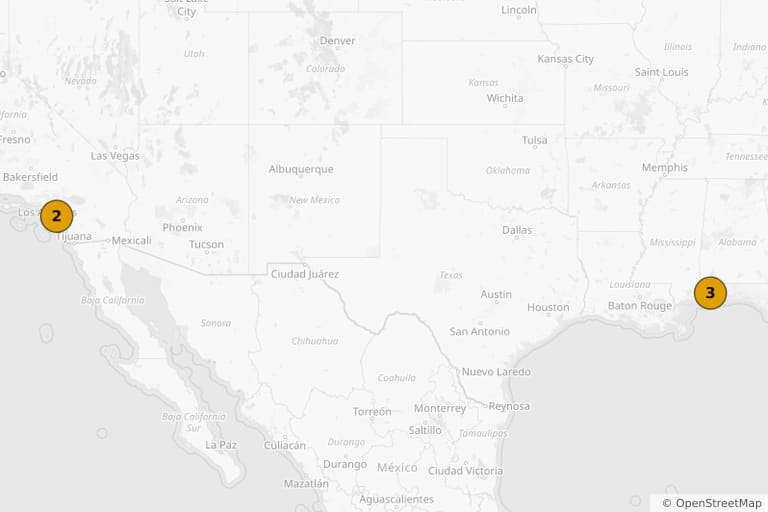 Map of the filming locations of Jesus Revolution (2023)