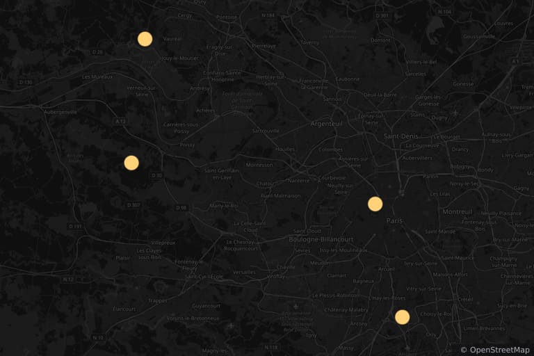 Mapa dos locais de filmagem de Le Coût de la vie (2003)