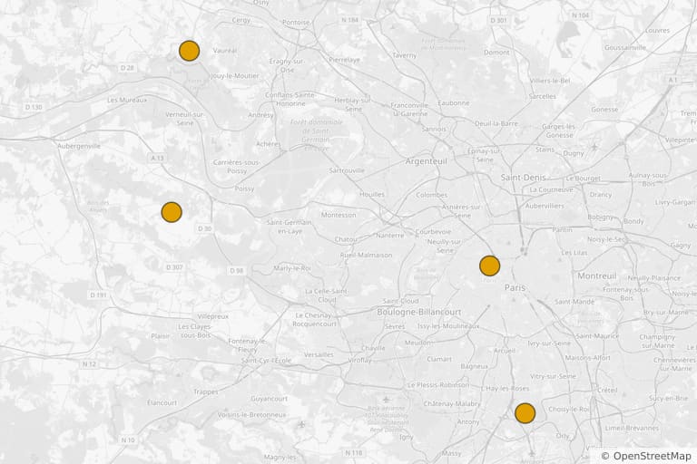 Mapa dos locais de filmagem de Le Coût de la vie (2003)