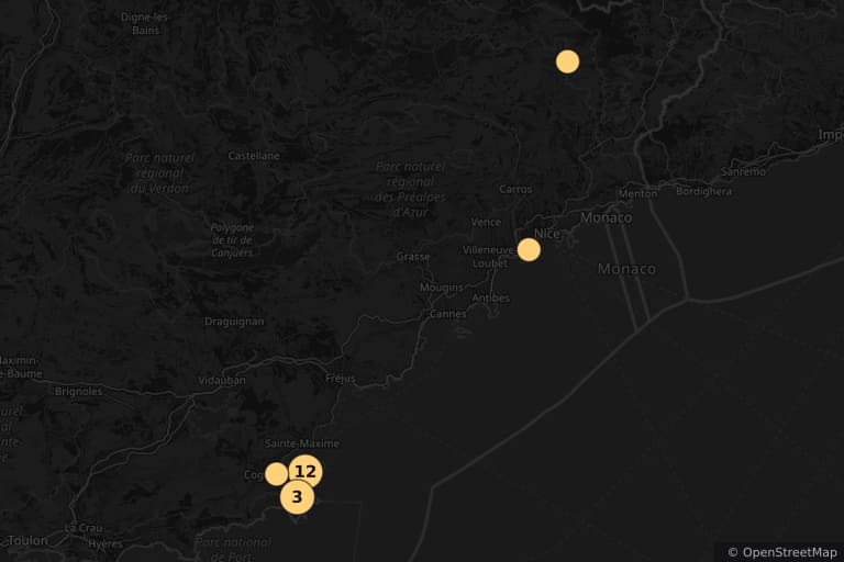 Mapa dos locais de filmagem de Biquínis de Saint-Tropez (1964)