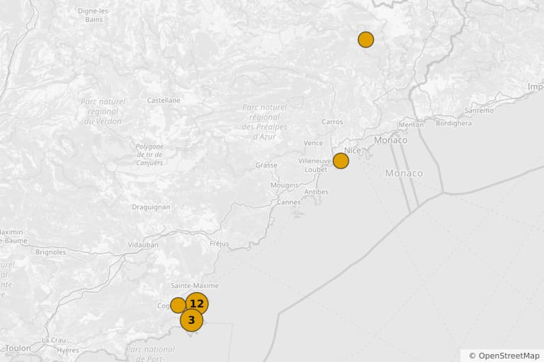 Mapa dos locais de filmagem de Biquínis de Saint-Tropez (1964)