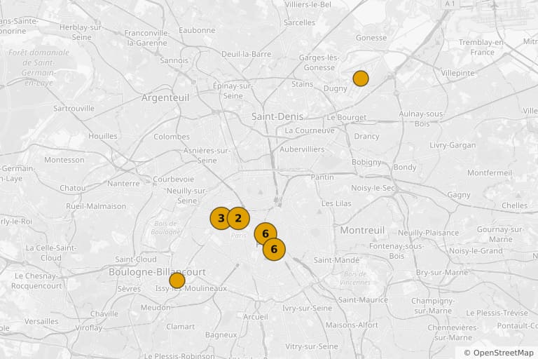 Mapa miejsc kręcenia filmu Les Bonnes Causes (1963)