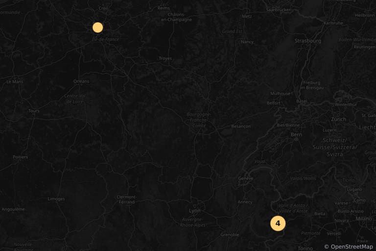 Mapa dos locais de filmagem de Les Bronzés font du ski (1979)