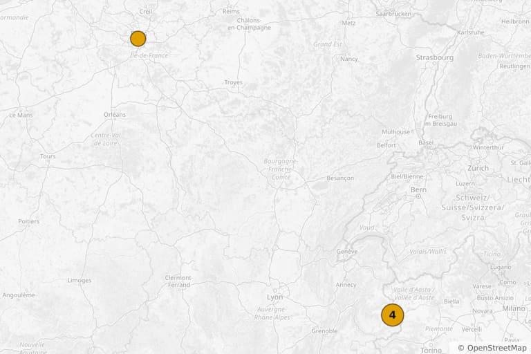 Mapa dos locais de filmagem de Les Bronzés font du ski (1979)