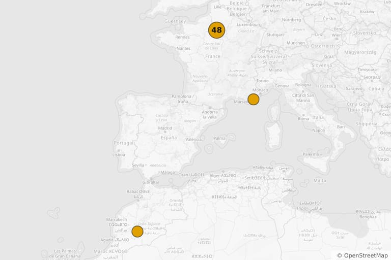 Mapa de los lugares de rodaje de Les Rois mages (2001)