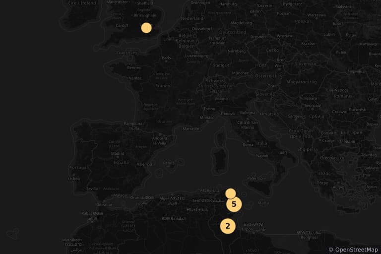 Map of the filming locations of Life of Brian (1979)