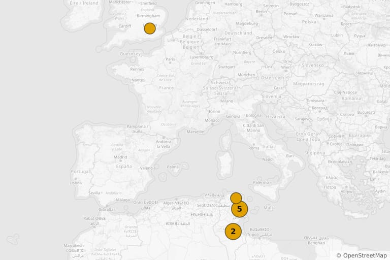 Map of the filming locations of Life of Brian (1979)
