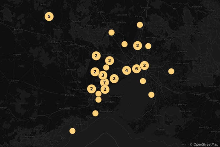 Map of the filming locations of Mad Max (1979)