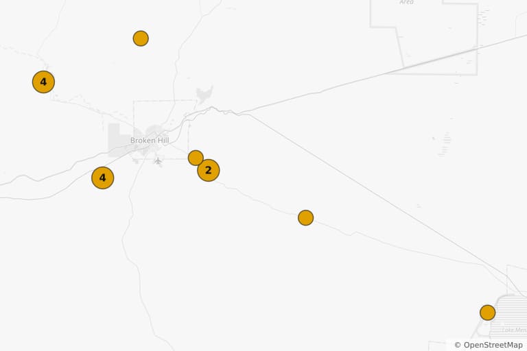 Map of the filming locations of Mad Max 2 (1981)