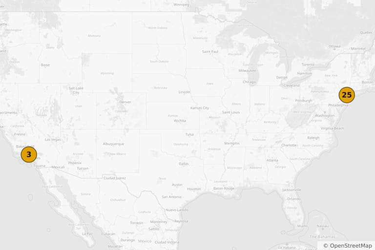 Map of the filming locations of Men in Black (1997)